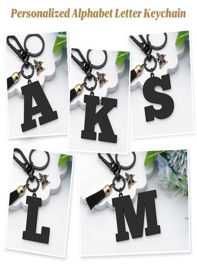 دابيهو سلسلة مفاتيح بحرف البداية، سلسلة مفاتيح بحرف AZ مع شرابة فراشة، حلقات مفاتيح معدنية للأبجدية للحقائب اليدوية وحقائب الظهر، سلسلة مفاتيح مبتكرة للنساء والفتيات والأصدقاء والأخوات، هدايا عيد الميلاد (A) - Image 4