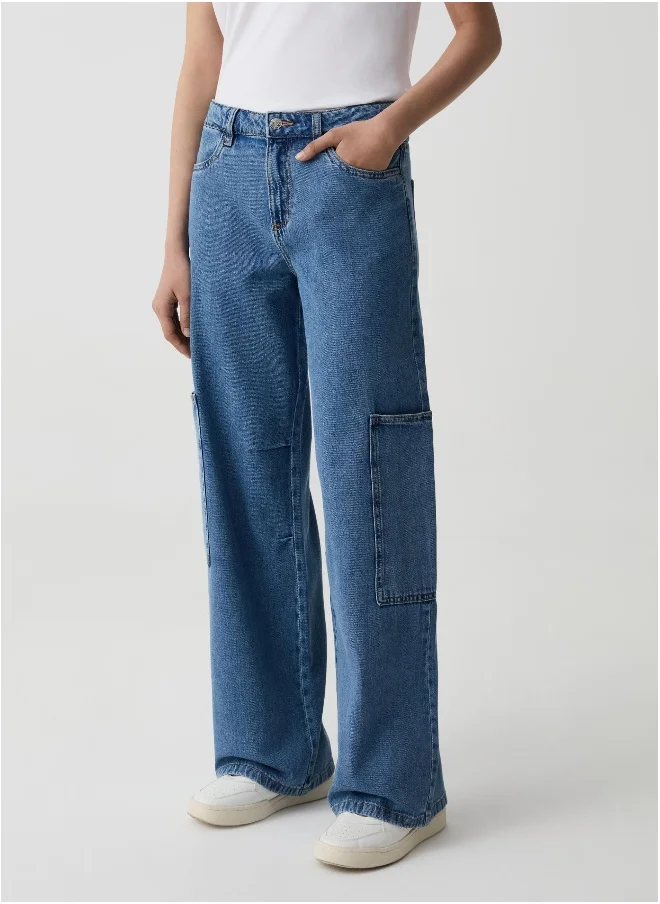 او في اس Wide-leg utility jeans