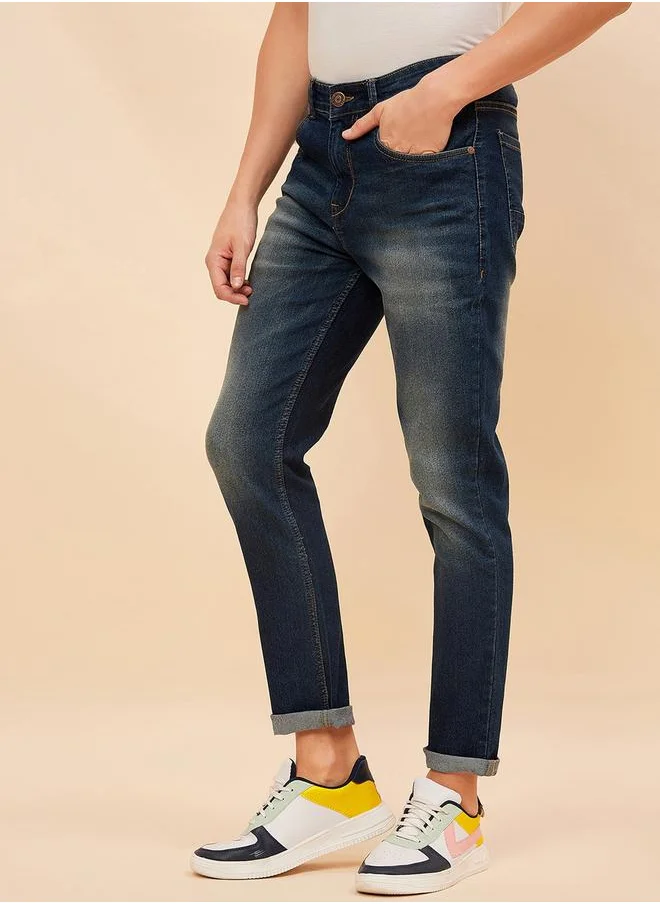 HIGH STAR Mid Rise Faded Regular Fit Jeans by Styli