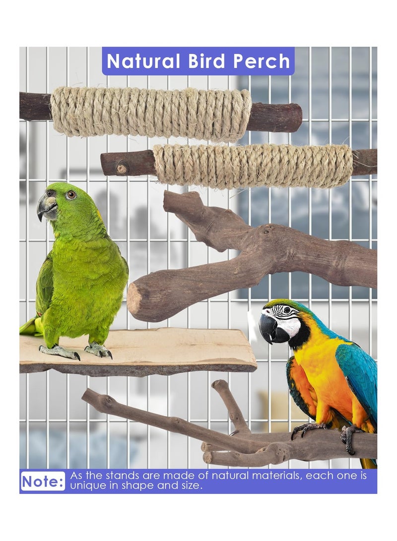 XICEN 5PCS Large Bird Perch Stand, Natural Wood Pole Standing Paw Grinding Fork Parrot Cage Branch with Rope for Pet Medium Large Birds Cage Accessories - Image 2
