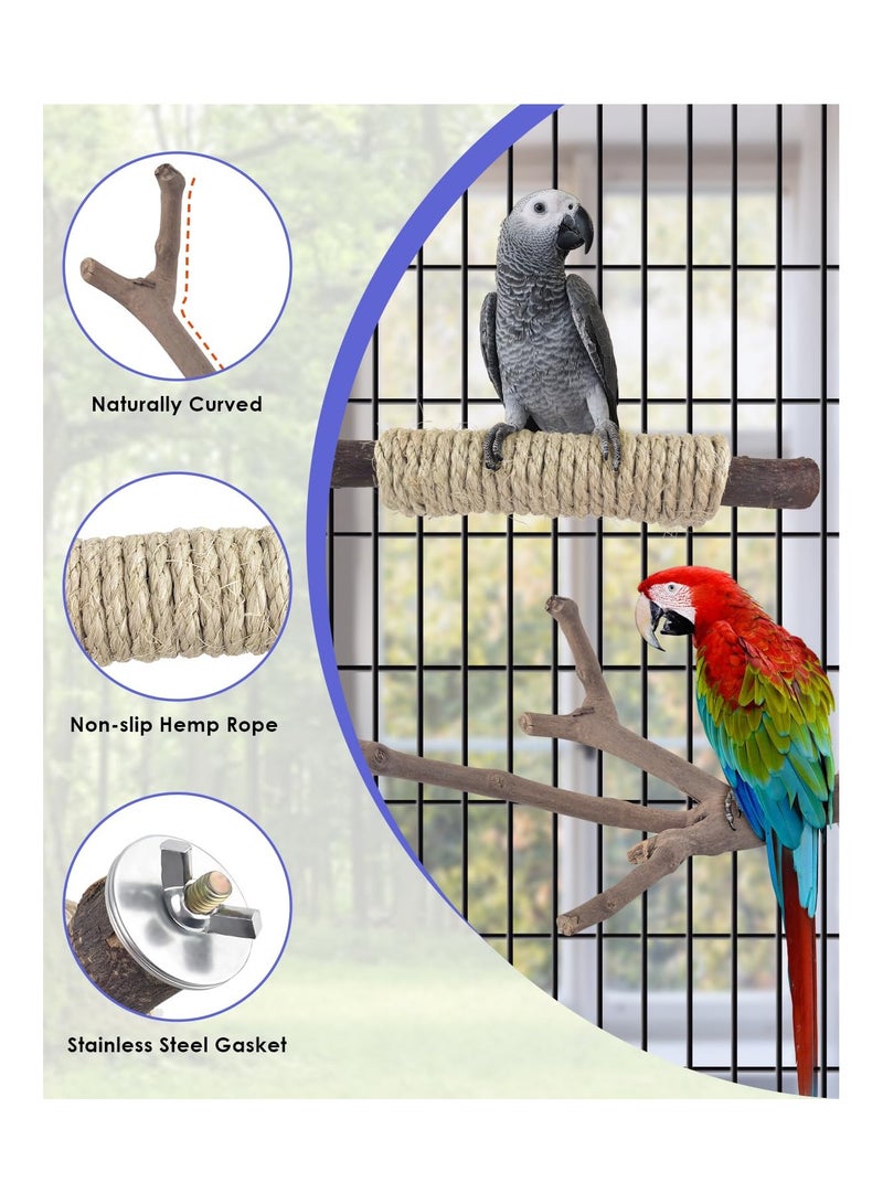 XICEN 5PCS Large Bird Perch Stand, Natural Wood Pole Standing Paw Grinding Fork Parrot Cage Branch with Rope for Pet Medium Large Birds Cage Accessories - Image 3