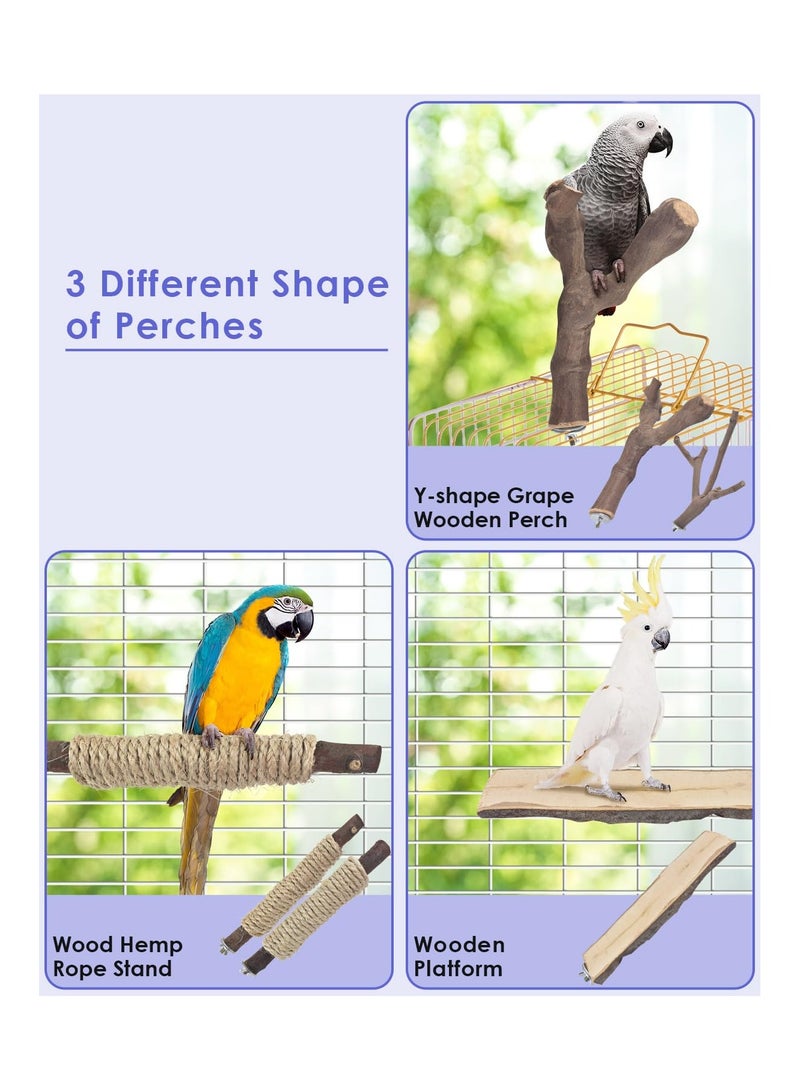 XICEN 5PCS Large Bird Perch Stand, Natural Wood Pole Standing Paw Grinding Fork Parrot Cage Branch with Rope for Pet Medium Large Birds Cage Accessories - Image 4