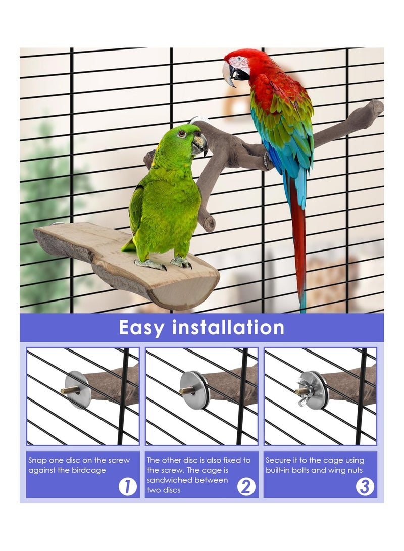 XICEN 5PCS Large Bird Perch Stand, Natural Wood Pole Standing Paw Grinding Fork Parrot Cage Branch with Rope for Pet Medium Large Birds Cage Accessories - Image 5