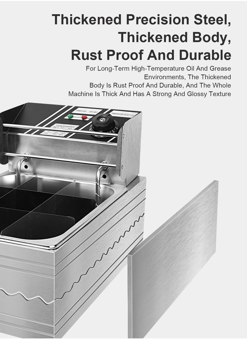 ET-LIFE - Deep Fryer 12L Temperature Control 1600W Large Capacity JCK12L Silver - Image 1