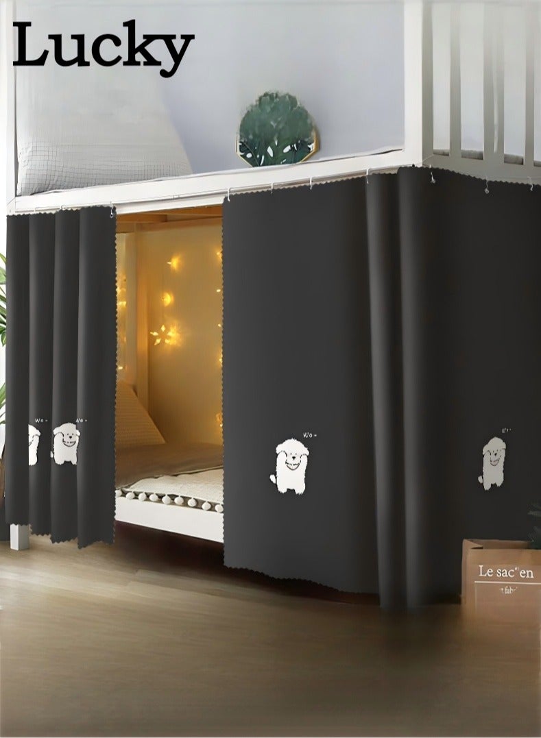 لاكي 2 قطعة ستارة سرير خاصة في الجزء السفلي من السرير بطابقين، ستارة تعتيم سرير مفردة قابلة للتنفس والغبار، ستارة سرير عائلية عنبر، يمكن أن تغطي 3 جوانب - Image 1