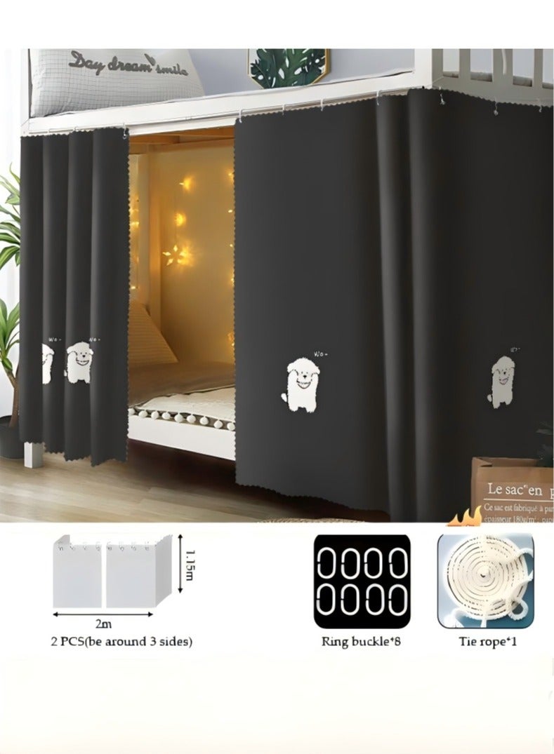 لاكي 2 قطعة ستارة سرير خاصة في الجزء السفلي من السرير بطابقين، ستارة تعتيم سرير مفردة قابلة للتنفس والغبار، ستارة سرير عائلية عنبر، يمكن أن تغطي 3 جوانب - Image 2