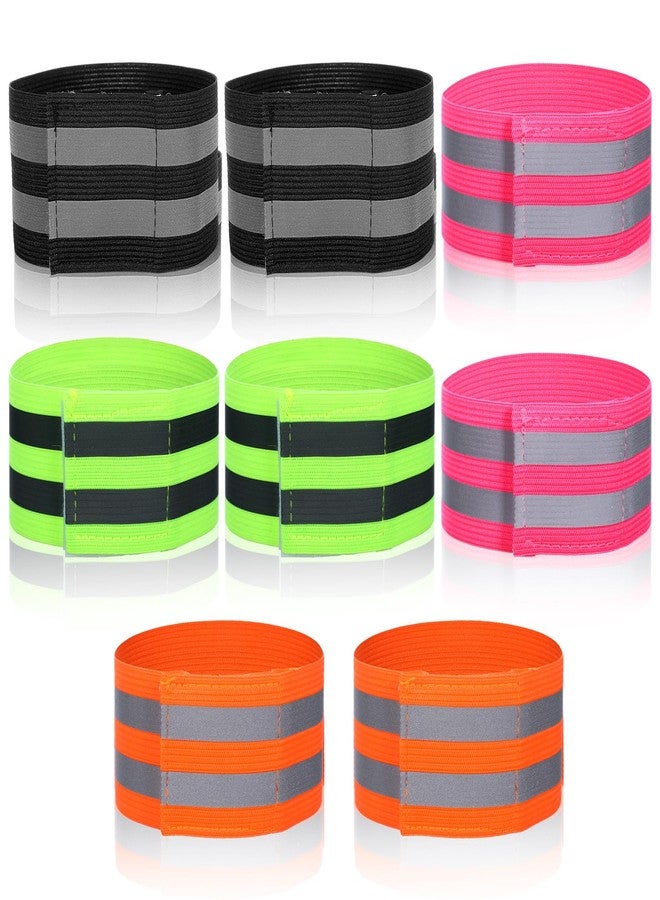 WJIAAA 8 Pcs Reflective Arm Bands for Runners,High Visibility Reflective Running Gear for Wrist Arm Ankle Leg Running Walking Cycling at Night Reflecting Gear Men Women - Image 1