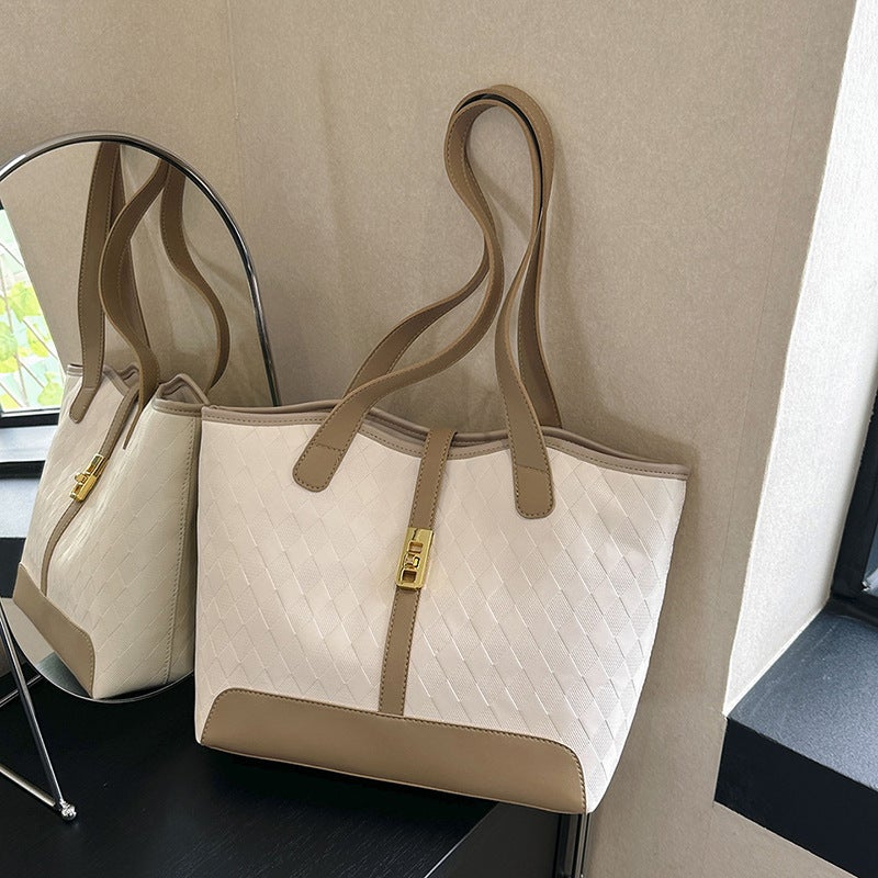 Western Style Texture Commuter Tote Bag 2023 New Large Capacity Casual Simple Fashion Women'S Bag Shoulder Handbag Bag - Image 1