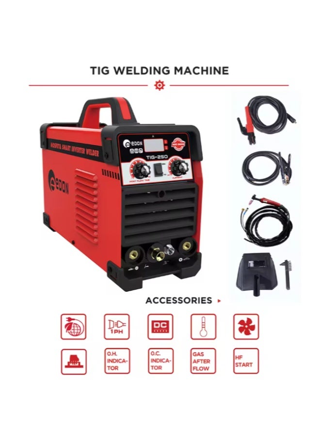 ايدون ماكينة لحام EDON TIG-250 IGBT DC TIG/MMA Tig/Stick مع آلة لحام عاكس 200 فولت - Image 2