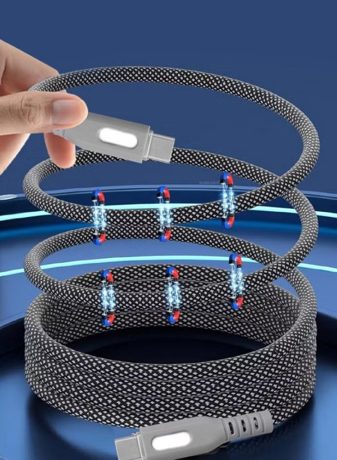CATANES USB-C to USB-C Magnetic Charging Cable (1M) - PD Fast Charge, Detachable & Tangle-Free Design - Dark Grey - Image 4