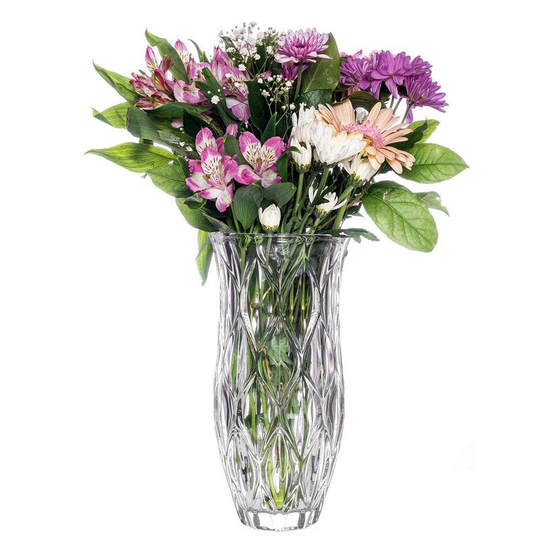 Amlong Crystal Large Size Clear Floral Vase 12 inches High (6 inch Top and 3 inch Bottom) - Image 2