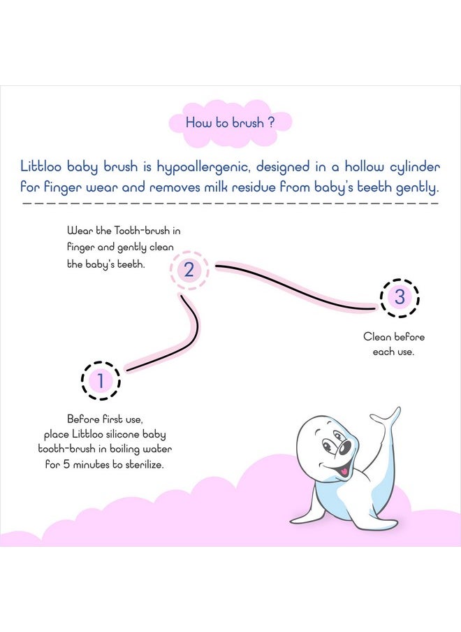 LITTLOO - Silicone Baby Finger Toothbrush, Great For Massaging & Cleaning Gums, Bpa-Free, Travel-Friendly Oral Care, Use Soft Brush For Kids & New Born Baby, Kids Finger Toothbrushes Pack Of 2 (Clear) - Image 1