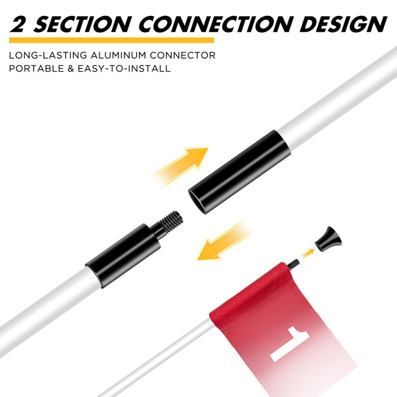 KINGTOP Golf Flagstick Mini, Practice Putting Green Flag Stick for Yard, Pole | Pin | Flagpole, Portable 2-Section Design, 3 Foot, 1-Pack, White - Image 3