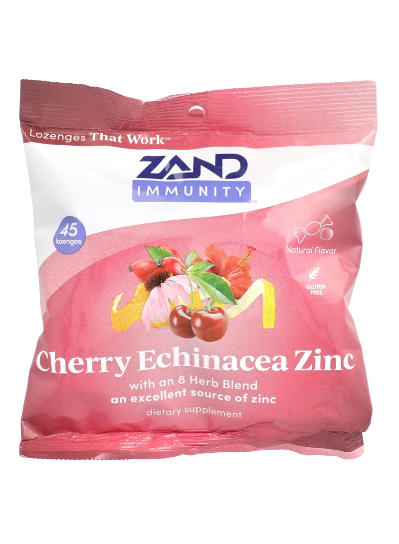 Immunity, Cherry Echinacea Zinc, Natural, 45 Lozenges