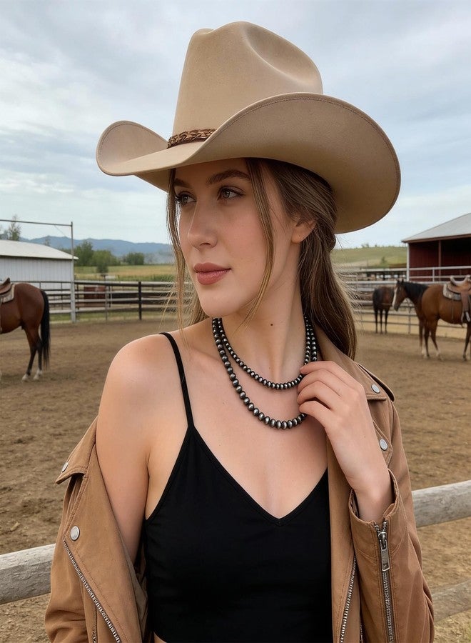 YANCHUN Navajo Pearl Necklace Western Jewelry for Women Vintage Cowgirl Necklace Boho Layered Beaded Necklaces Native American Jewelry Country Concert Outfits Accessories for Women - Image 3