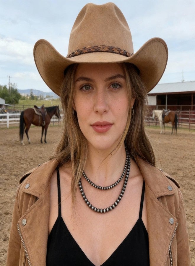 YANCHUN Navajo Pearl Necklace Western Jewelry for Women Vintage Cowgirl Necklace Boho Layered Beaded Necklaces Native American Jewelry Country Concert Outfits Accessories for Women - Image 2