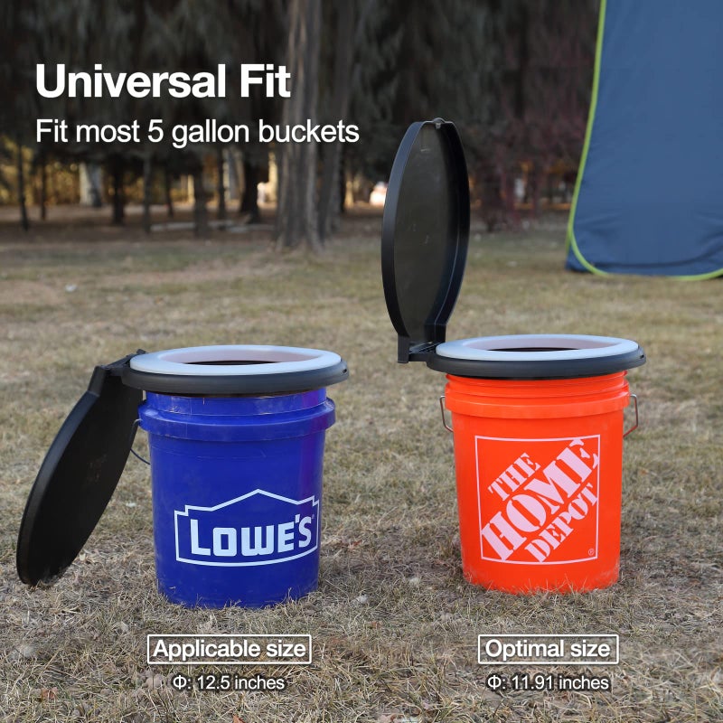 TRIPTIPS Bucket Toilet Seat with Soft Cushion, 270Â°Rotatable Lid,XL Portable, Luggable Loo Camping Toilet Seat for Adults and Kids, 5 Gallon - Image 2