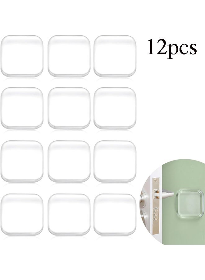 YJ 12 Pack Door Handle Wall Protector, Clear Wall Bumper Protector Reusable, Self Adhesive Door Knob Wall Shield to Prevent Noise and Wall Damage (Clear) - Image 1
