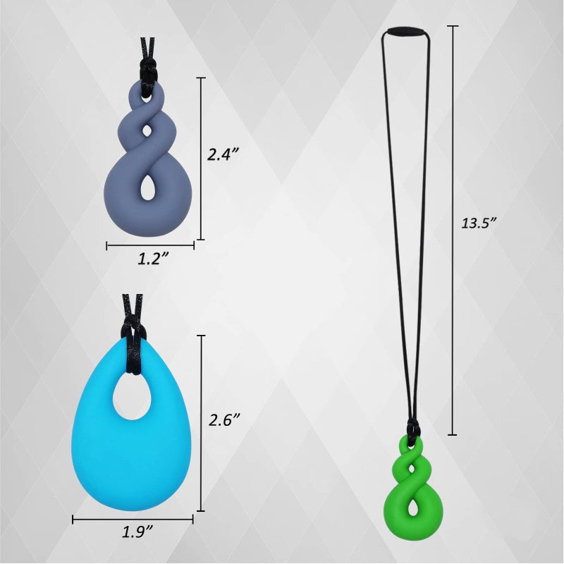 MaberryTech Direct Chew Necklace for Sensory Kids and Adults, 4 Pcs Food-Grade Silicone Chew Toys for Boys Girls with ADHD/Autism/SPD/Anxiety, Durable Chewy Necklace Sensory Reduce Chewing Fidgeting - BPA Free - Image 2