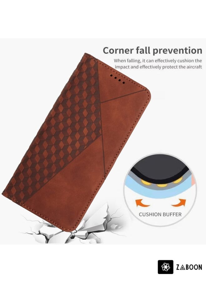 Green Tiger - For Xiaomi Redmi Note 12 Turbo/Poco F5 Diamond Splicing Skin Feel Magnetic Leather Phone Case(Brown) - Image 1