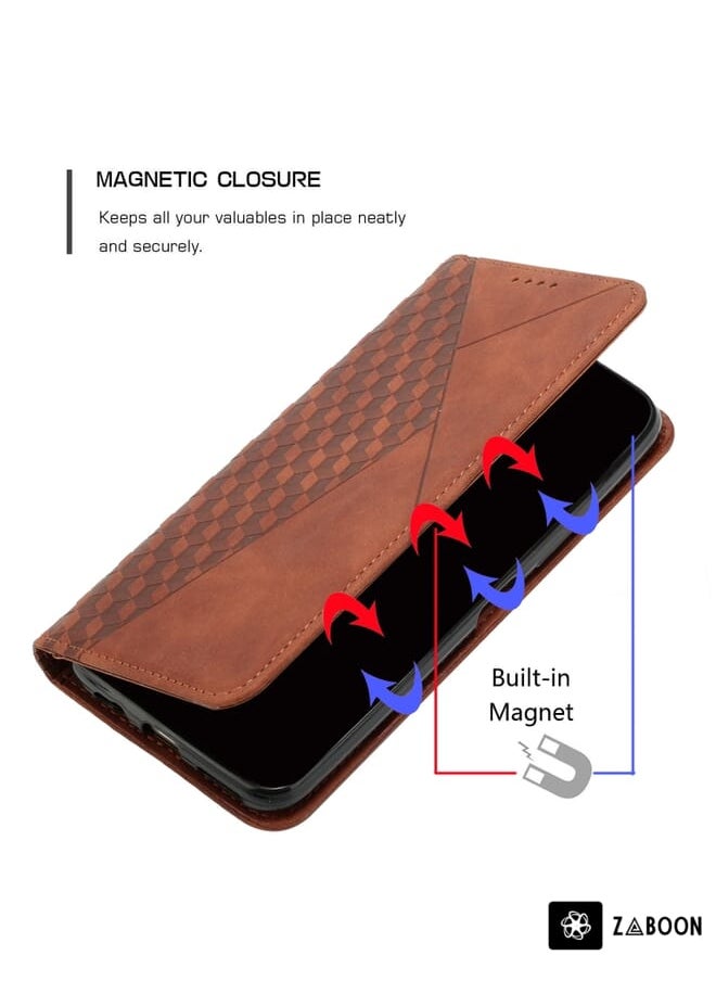 Green Tiger - For Xiaomi Redmi Note 12 Turbo/Poco F5 Diamond Splicing Skin Feel Magnetic Leather Phone Case(Brown) - Image 1