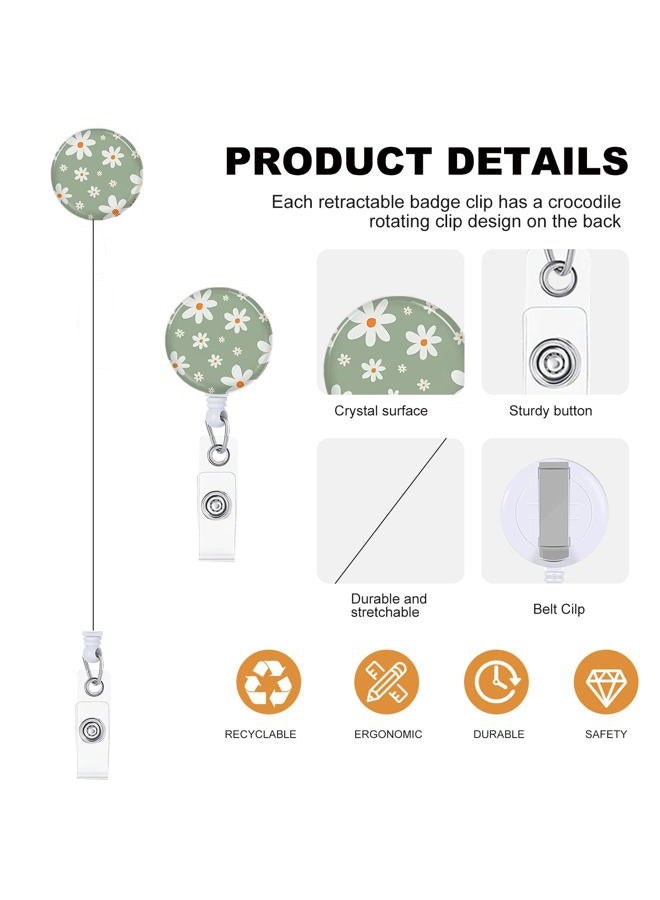 NICCCARD 3 Set Flower ID Badge Holder with Clip Badge Reels Retractable Heavy Duty,Keychain，ID Holder for School Nurse Office 8 - Image 3