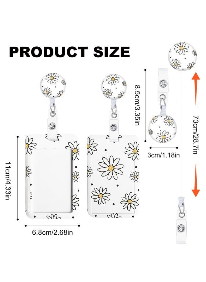 NICCCARD 3 Set Flower ID Badge Holder with Clip Badge Reels Retractable Heavy Duty,Keychain，ID Holder for School Nurse Office 8 - Image 2