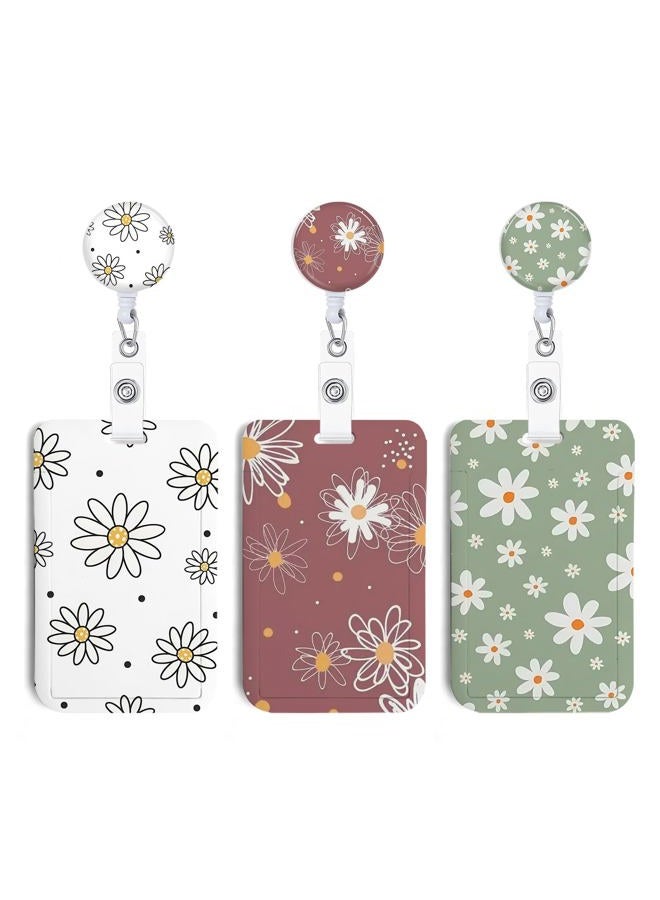 NICCCARD 3 Set Flower ID Badge Holder with Clip Badge Reels Retractable Heavy Duty,Keychain，ID Holder for School Nurse Office 8 - Image 1