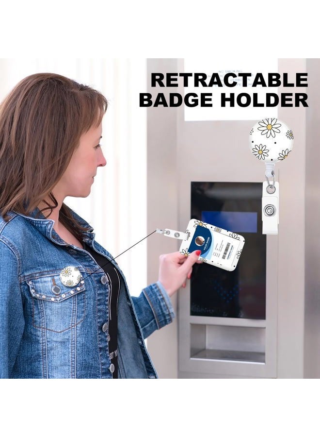 NICCCARD 3 Set Flower ID Badge Holder with Clip Badge Reels Retractable Heavy Duty,Keychain，ID Holder for School Nurse Office 8 - Image 5