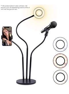 3 in 1 Professional Live Stream Kit with Small USB Ring Light Mic Holder CellPhone Web Cam Holder Premium Stand For Makeup Video Shoots Live Video Calling And More