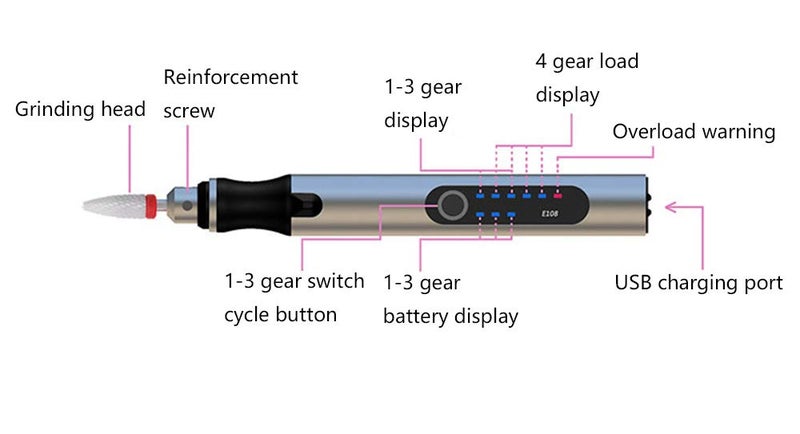 Ryoma Rechargeable cordless Electric Micro Engraver Pen Mini DIY Engraving Tool Kit for Metal Glass Ceramic Plastic Wood Jewelry with 30 Bits and 16 Stencils and 1 Scriber Pen (Rose gold) - Image 2