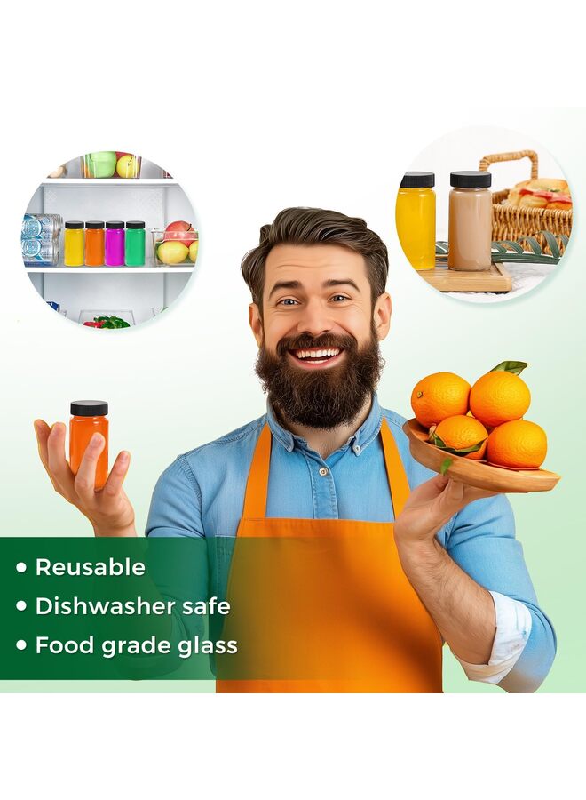 2oz Clear Glass Bottle with Lids, 60ml Small Glass Jar, Leakproof Mini Travel Bottles, Decorative Bottles Set for Juice, Wellness, Spices, 8 Pack - Image 2