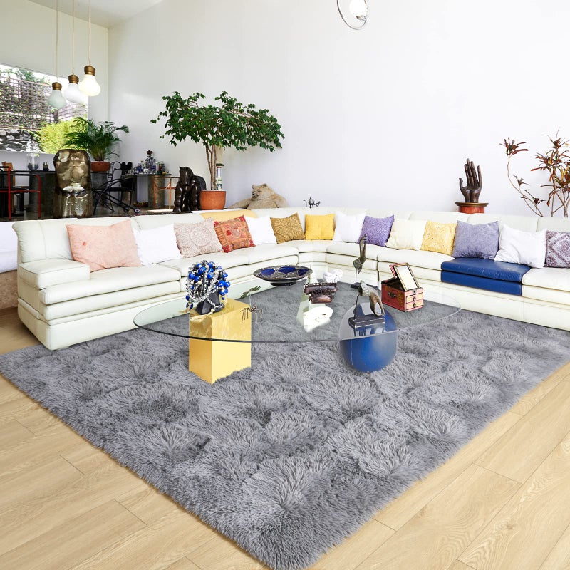 Ultra Soft Grey Rugs for Bedroom 6x9 Feet Fluffy Shag Area Rugs for Living Room Large Comfy Furry Rug for Boys Kids Baby Room Decor Non Slip Nursery Rug Modern Indoor Fuzzy Floor Carpet