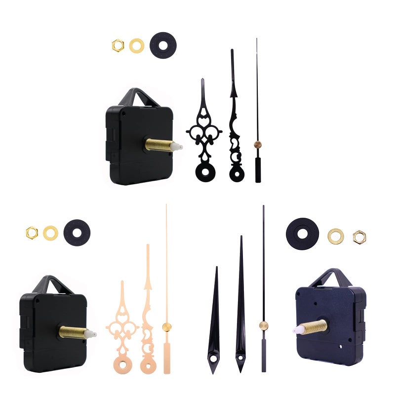 9403 Black Long Shaft Silent Clock Movement Mechanism with Hands Kit Replacement Parts - Image 5