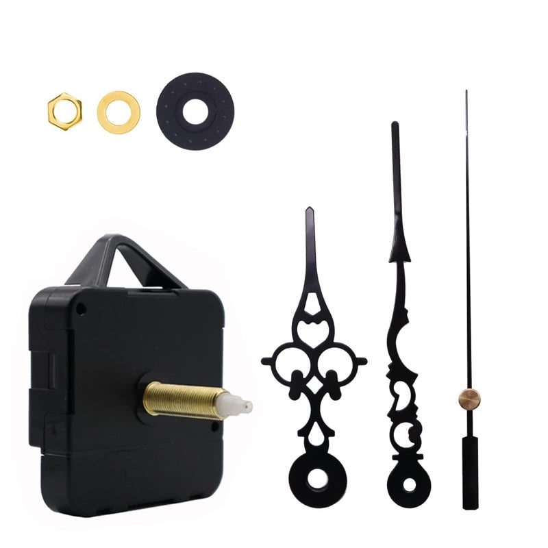 9403 Black Long Shaft Silent Clock Movement Mechanism with Hands Kit Replacement Parts - Image 2