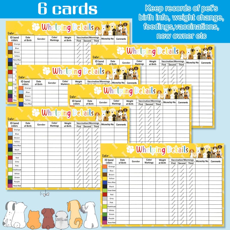 LEIFIDE 48 Pcs Puppy Kitten Whelping Kit Include 4 Puppy Feeding Tube, 6 Record Keeping Charts, 15 Whelping Collars, 15 Cord Clamps, 2 Gloves, Bulb Aspirator, Syringe, Bottle, Scissors, Stethoscope, Bag - Image 5