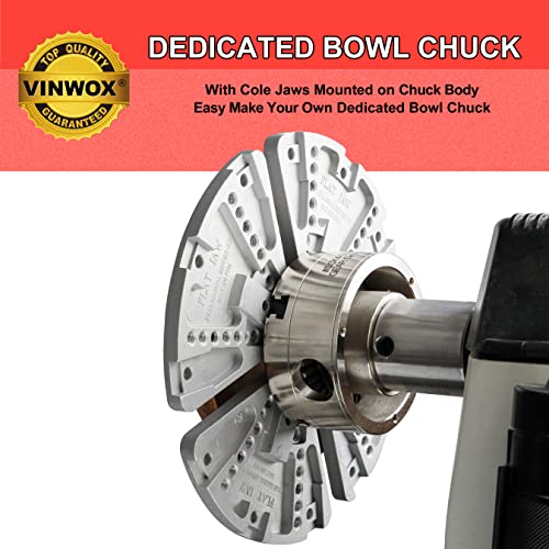 VINWOX 8-1/4” Cole Jaw Set for VINWOX SCK4-3.75 Wood Lathe Key Chuck & SCR4-4 Scroll Chuck, Flat Jaw Set with Buffer Kit (WON'T FIT to NOVA,RECORD POWER,VICMARK,ONEWAY,VINWOX SCR4-4NV,SCK4-3.5NV CHUCK) - Image 3