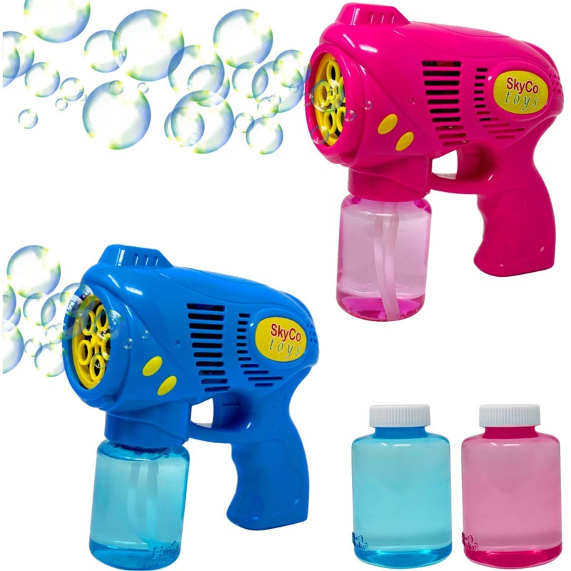 سكاي كو Skyco Bubble Gun 2pcs بنادق فقاعة للأطفال الوردي والأزرق الفقاعة الفقاعية الفقاعة الفقاعة لصالح الحفلة في الهواء الطلق في الهواء الطلق أعياد الميلاد - Image 1