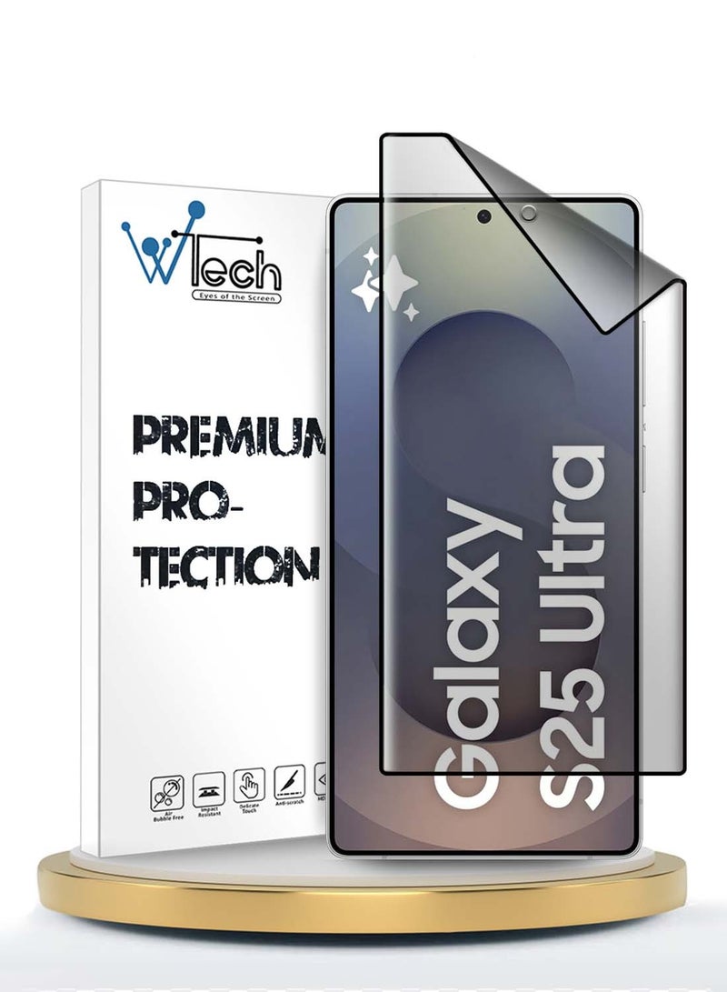 دبليو تيك سامسونج جالاكسي S25 الترا 2025 بريميوم إيدج برو نانو سيراميك غراء كامل غطاء كامل واقي شاشة مرن غير لامع - شفاف / أسود - Image 1