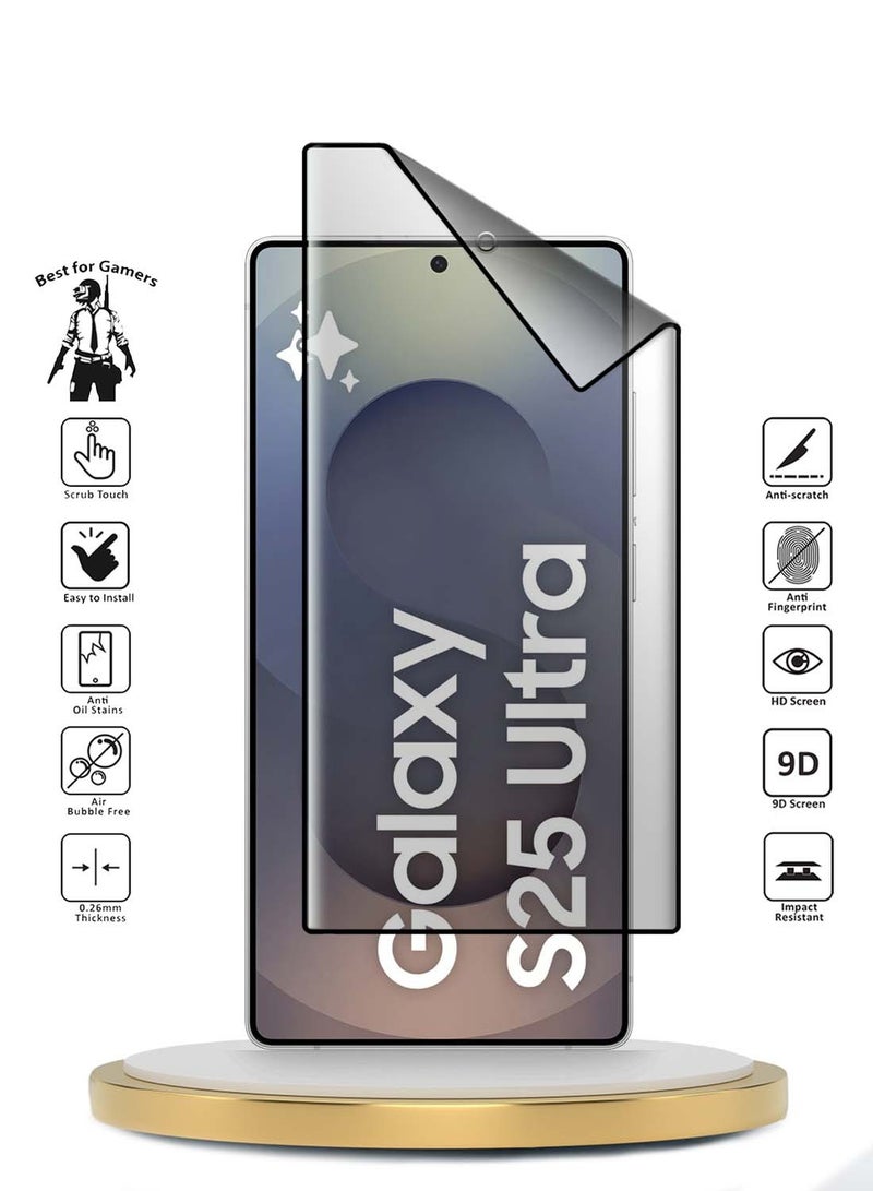 دبليو تيك سامسونج جالاكسي S25 الترا 2025 بريميوم إيدج برو نانو سيراميك غراء كامل غطاء كامل واقي شاشة مرن غير لامع - شفاف / أسود - Image 2