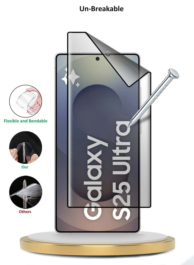 دبليو تيك سامسونج جالاكسي S25 الترا 2025 بريميوم إيدج برو نانو سيراميك غراء كامل غطاء كامل واقي شاشة مرن غير لامع - شفاف / أسود - Image 4
