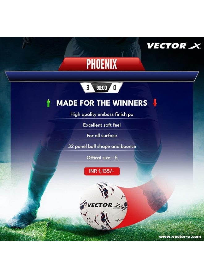 Vector X Phoenix Football – Durable Training & Match Soccer Ball, High Grip, Size 5, White-Green, Indoor & Outdoor Performance - Image 5