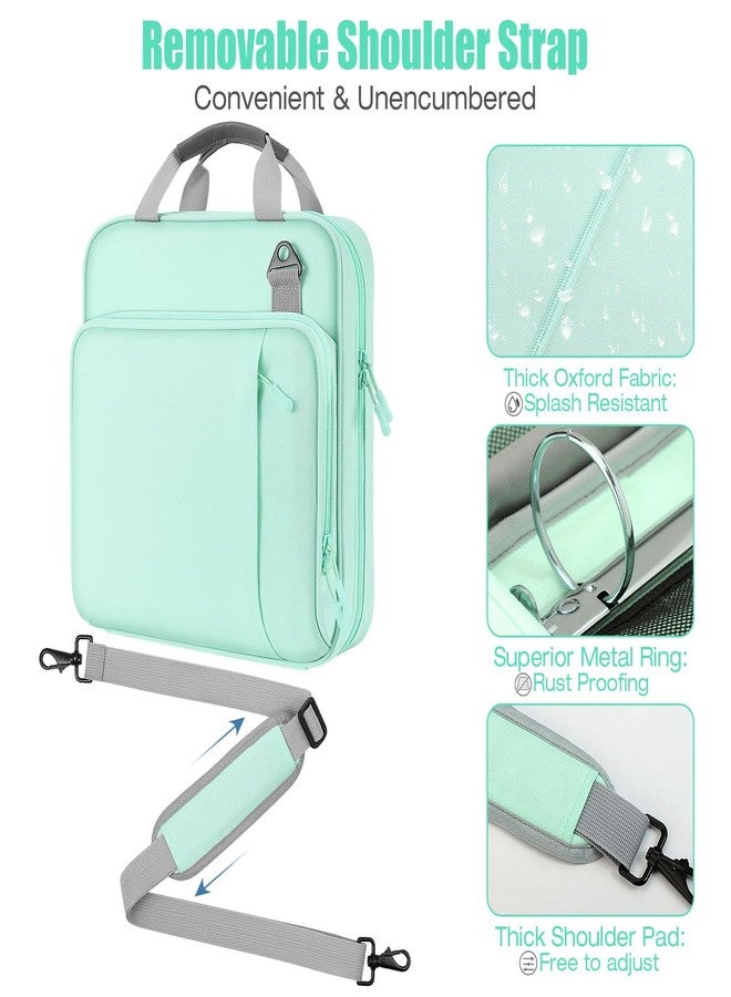 MoKo Zipper Binder, 2 inch 3 Ring Binder with 500 Sheet Capacity, Shoulder Strap Handle, Multi-Pocket Bag for Middle School Student, Mint Green - Image 5