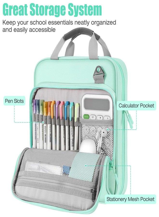 MoKo Zipper Binder, 2 inch 3 Ring Binder with 500 Sheet Capacity, Shoulder Strap Handle, Multi-Pocket Bag for Middle School Student, Mint Green - Image 3