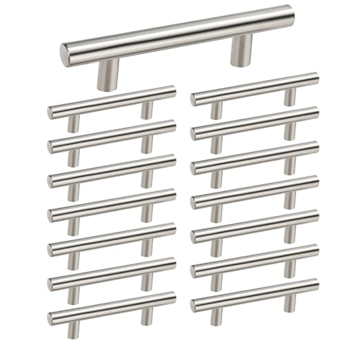 homdiy 15 Pack Brushed Nickel Cabinet Pulls 3 Inch Handles Stainless Steel Cabinet Hardware for Kitchen and Bathroom Cabinets 5 Inch Overall Drawer Pull