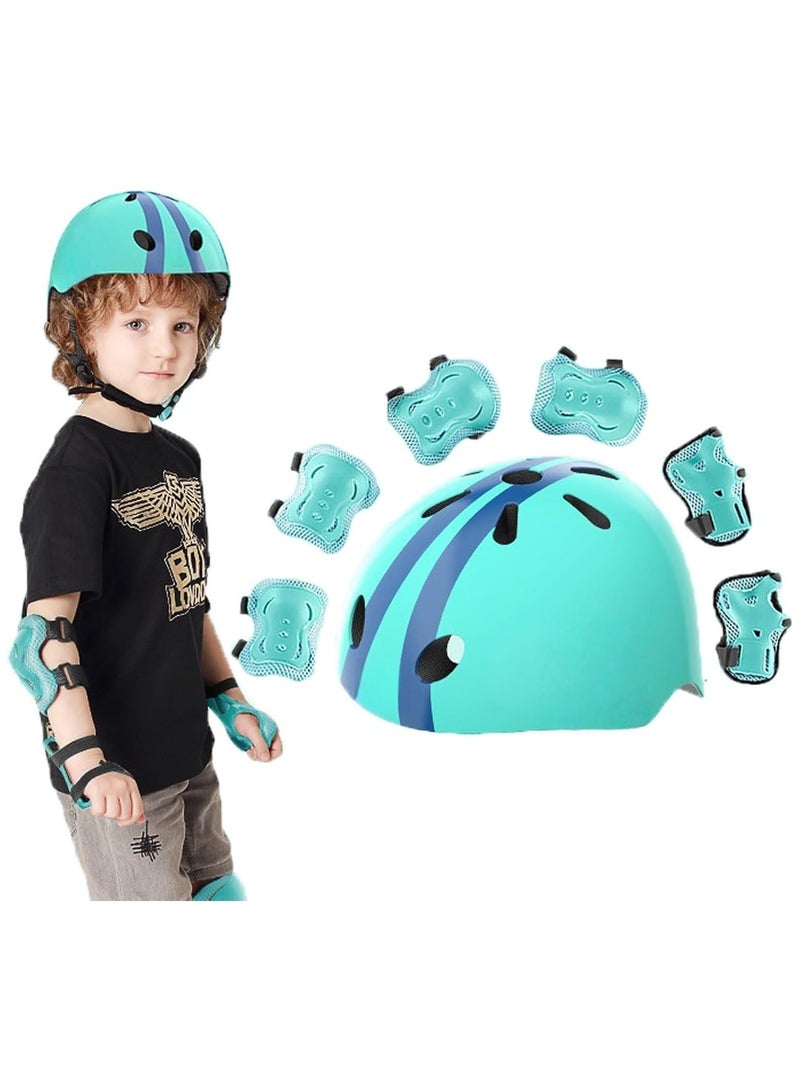 Soofam Kids Bike Helmet Set Skateboard Knee Pads，Toddler Cyling Protective Gear Knee & Elbow Pads Wrist Guards for Girls Boys Inline Skating Bike Cycling Skateboard Scooter 2-14 Years(S 48-52 cm Children aged 2-5) - Image 2