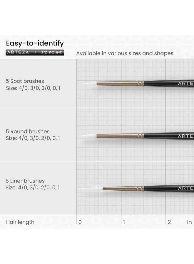 ARTEZA Detail Paint Brushes, Set of 15, Fine Detail Brush Set for Miniature Models and Canvases - Image 3