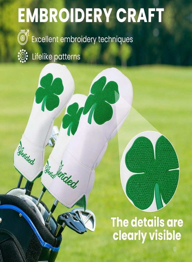 BAIRBRE Golf Club Covers Embroidery Green Lucky Clover Fariway Wood Headcover 3 Wood Head Cover Leather Golf Headcover for Most Brand (for Fariway Wood) - Image 4