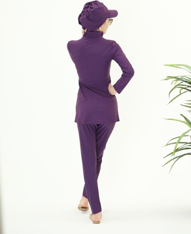 NS Tasarım Ns Design Fulya Chain Detailed Double Design Hijab Suit Swimsuit  - Image 2