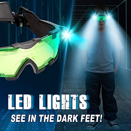 Uten Night vision Goggles for Kids, Adjustable Elastic Band Glasses with LED Light Beams, Spy Gear with Flip-Out Lights Green Lens, Spy Role Play, Birthday Gifts and Christmas Gifts for Kids. - Image 2